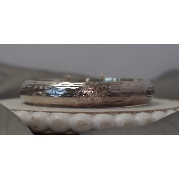 Vintage Sterling Silver 925 Bangle Bracelet 15.10G / 7in / 11.5mm - Picture 2 of 6